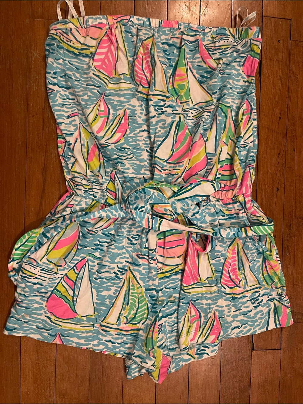 Women’s Bright Sailboat Print Blue Romper